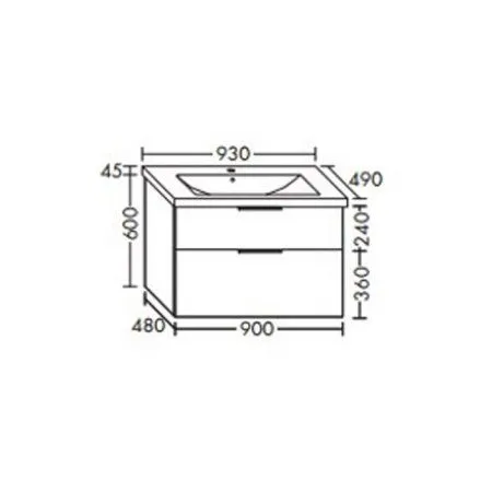 Тумба с раковиной Burgbad Eqio SEYQ093F2632C001*1 93 фланелевый дубовый