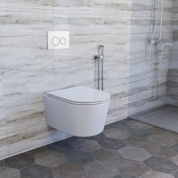 Унитаз подвесной безободковый (торнадо) DQ Schille 570*430*360мм, сиденье микролифт, белы (DT1466516)