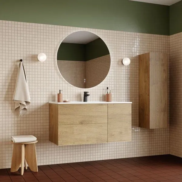 Тумба с умывальником, подвесная, 100 см, дуб светлый, Bild, IDDIS, BIL10V0i95K