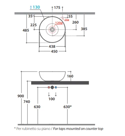 Раковина Globo T-Edge B6T45.BI 45 белый