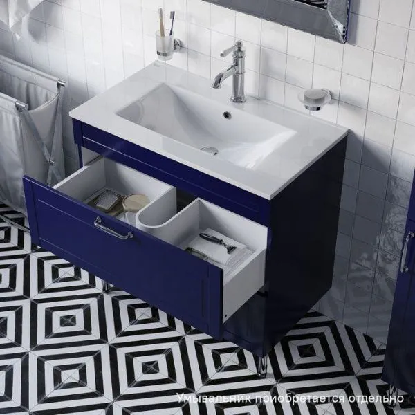 Тумба напольная, 80 см, синий, Oxford, IDDIS, OXF80N0i95 подходит умыв. 0138000i28