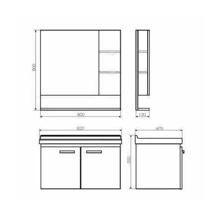 Зеркало-шкаф COMFORTY "Рига-80" дуб сонома