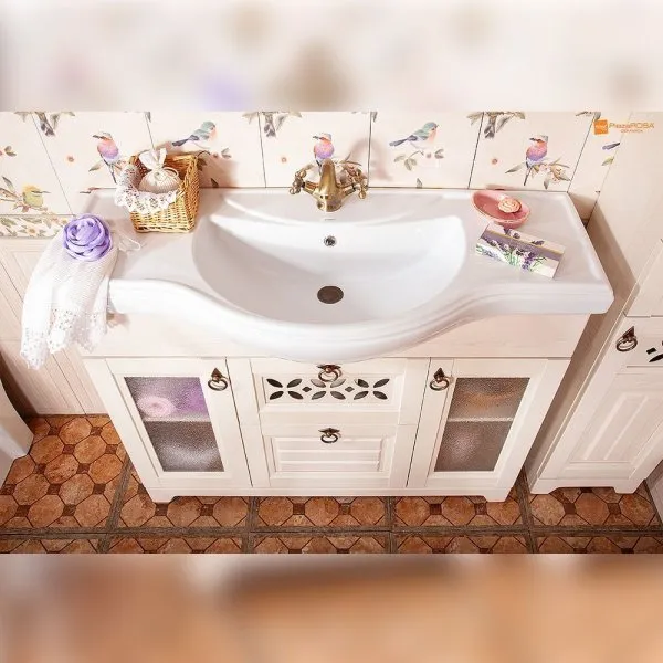 Тумба под раковину напольная Бриклаер КАНТРИ бежевый дуб прованс, 120 см