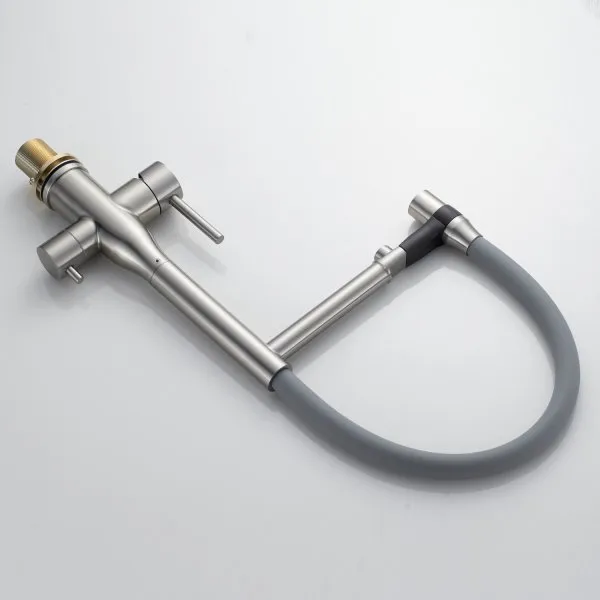 Смеситель для кухни с гибким изливом, с подключением фильтра Shevanik S378L, Сатин