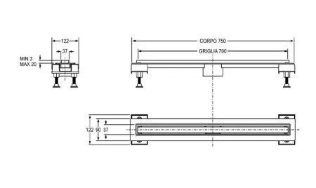 Душевой лоток BONOMINI (6825WA70SWZ) - купить в Москве по низкой цене в интернет-магазине с доставкой по всей России | HITsant Душевой лоток BONOMINI (6825WA70SWZ)
