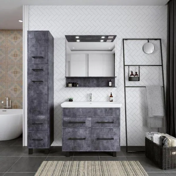 Тумба под раковину напольная Бриклаер ЧИЛИ цемент, 90 см