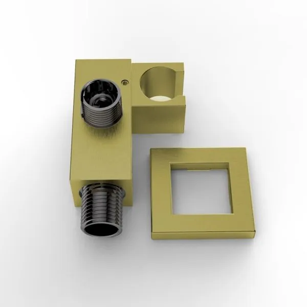 Вывод для воды PAINI 50EGPJQR48RF0QCBQ квадратный, с держателем для лейки, брашированный золото PVD