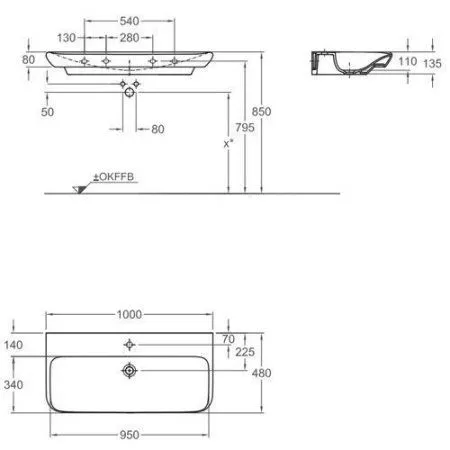 Мебельная раковина Geberit myDay 125400000 100 см