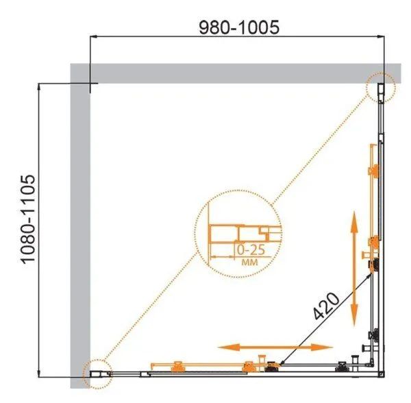 Душевой уголок Cezares Molveno MOLVENO-AH-22-110/100-C-Cr-IV 110x100x195 прозрачное/хром