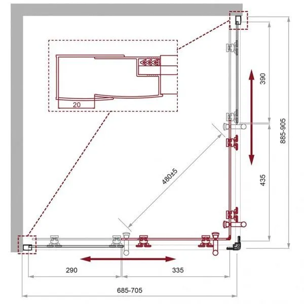 Душевой уголок BelBagno Uno UNO-195-AH-2-90/70-C-Cr прозрачное стекло