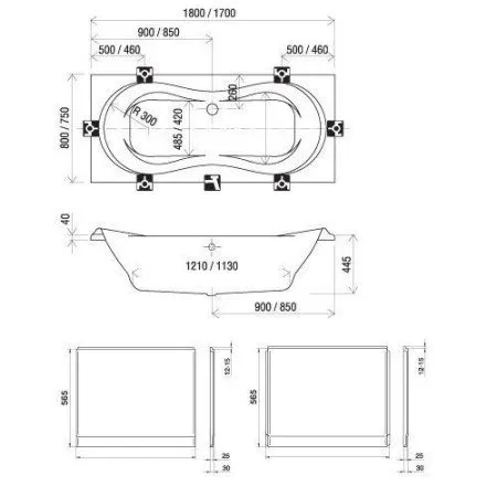 Боковая панель Ravak CZ00140A00 80 для ванны универсальная