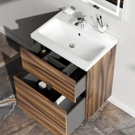 База под раковину, напольная, 60 см, 2 ящика, орех AM.PM Gem M90FSX0602HF