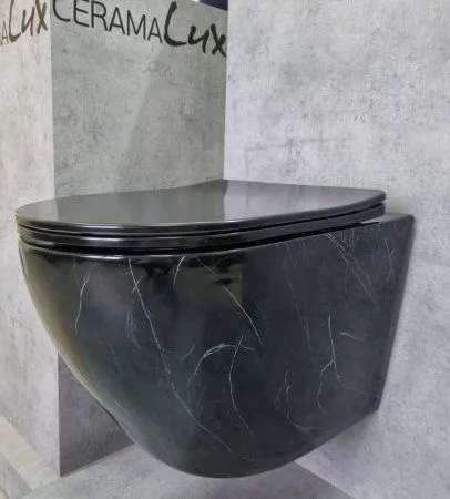 Унитаз подвесной Ceramalux 2212BM, черный мрамор