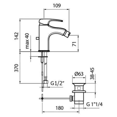 Смеситель для биде Webert Kimono KI840102015, хром