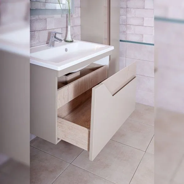 Тумба под раковину подвесная Бриклаер Брайтон бежевый, 70 см