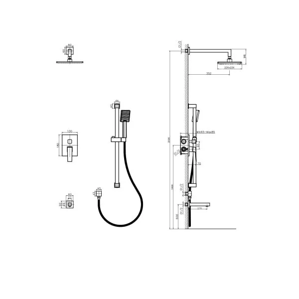 Встроенная душевая система RUSH Thira (TR3635-60)