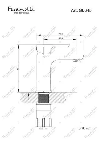 Смеситель для раковины Feramolli GL645, золото - купить в Москве по низкой цене в интернет-магазине с доставкой по всей России | HITsant Смеситель для раковины Feramolli GL645, золото