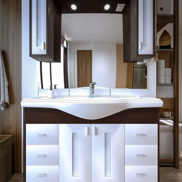 Зеркало со шкафом Бриклаер БАЛИ 120 см, венге/белый