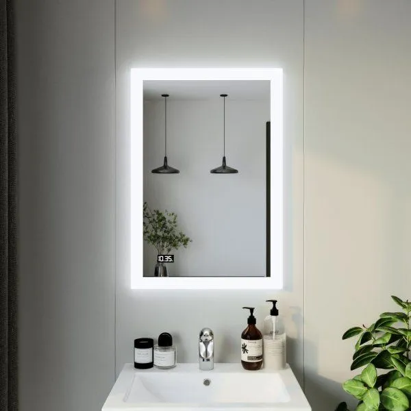 Зеркало Бриклаер Вега 55 LED подсветка на взмах руки, часы