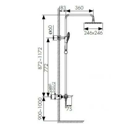Смеситель для ванны с душем  KAISER Cezar (05282)