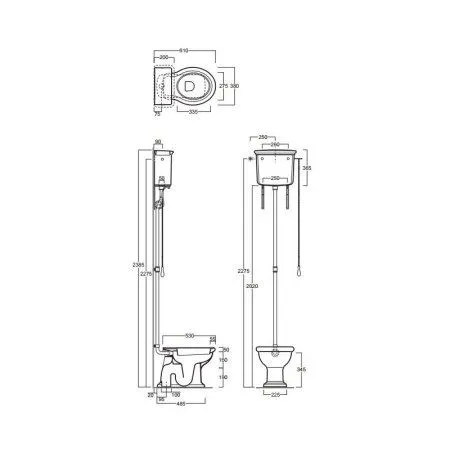 Унитаз напольный Simas Lante LA01bi вертикальный выпуск, с высоким бачком, с фурнитурой золото