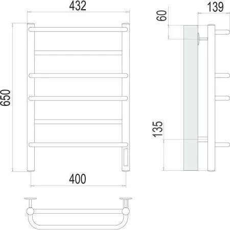 Полотенцесушитель электрический Terminus Евромикс П6 40х65 4670078531261, хром