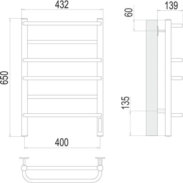 Полотенцесушитель электрический Terminus Евромикс П6 40х65 4670078531261, хром