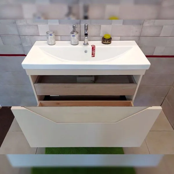 Тумба под раковину подвесная Бриклаер Брайтон бежевый, 100 см