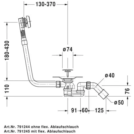 Слив-перелив для ванны  Duravit 791245000001000 квадратно-овальный