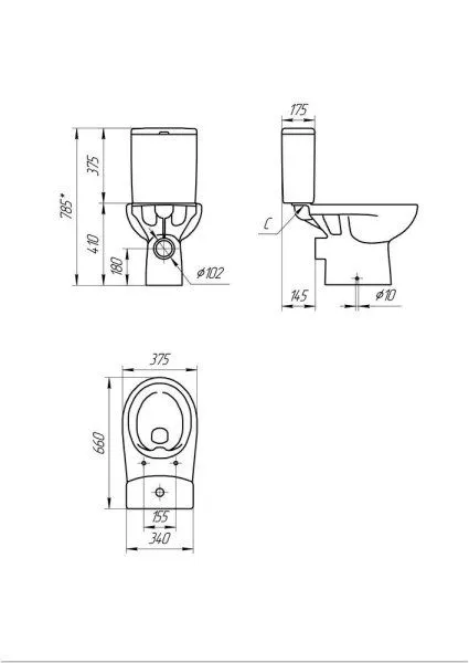 Унитаз-компакт Cersanit NATURE Clean On 011 3/5 DPL EO slim 65410