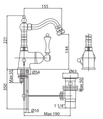 Смеситель Cezares Margot MARGOT-BSM2-01-M для биде