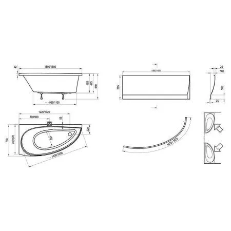 Панель Ravak Avocado CZQ1000A00 160 L для ванны