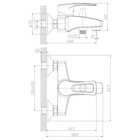 Смеситель для ванны Rossinka T (T40-31)