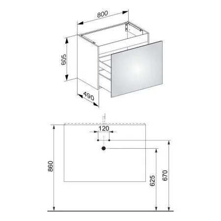 Тумба под раковину Keuco Plan 32962290000 80 инокс матовый