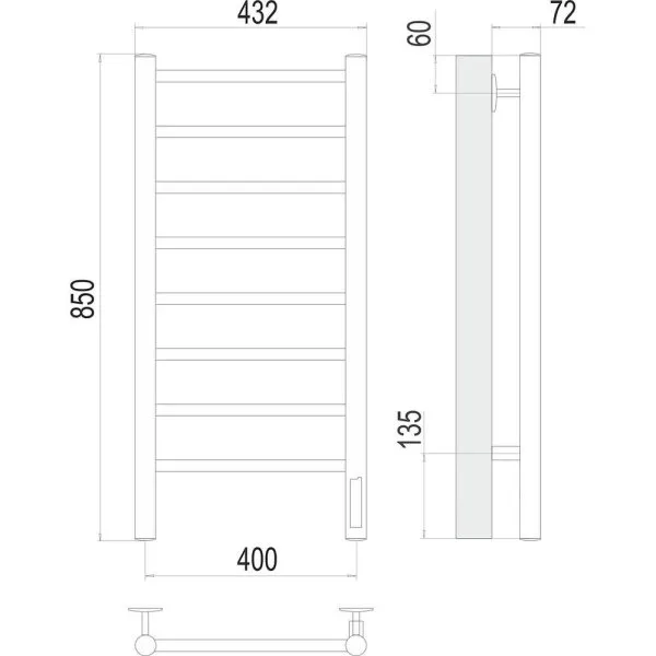 Полотенцесушитель электрический Terminus Аврора П8 40х85 4670078531162, хром