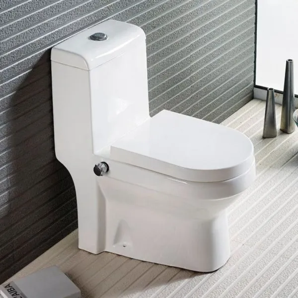 Унитаз-моноблок AZARIO BRUSCO 700x380x805 напольный со встроенной функцией биде, в комплекте с сиденьем дюропласт микролифт (AZ-1085B)