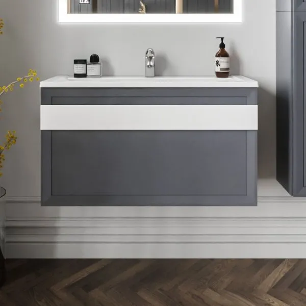 Тумба под раковину подвесная Бриклаер БЕРЛИН оникс серый, 100 см