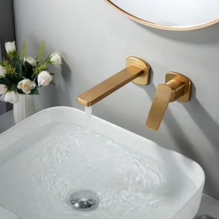 Смеситель для раковины однорычажный встроенный Shevanik S9941G, Золотой сатин