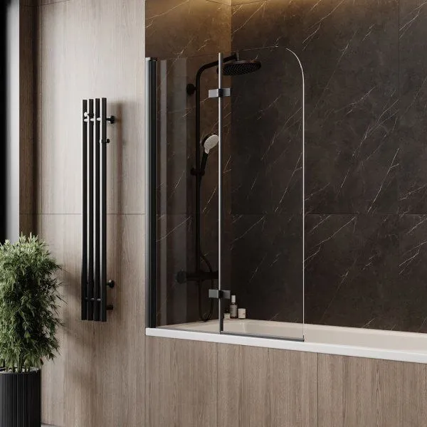 Шторка на ванну Teymi Anni 1400х1000, прозрачное стекло, профиль черный матовый T00280