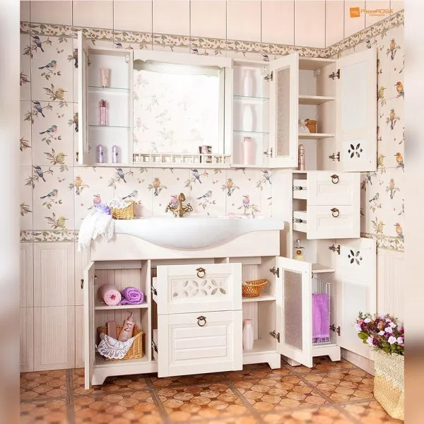 Тумба под раковину напольная Бриклаер КАНТРИ бежевый дуб прованс, 120 см