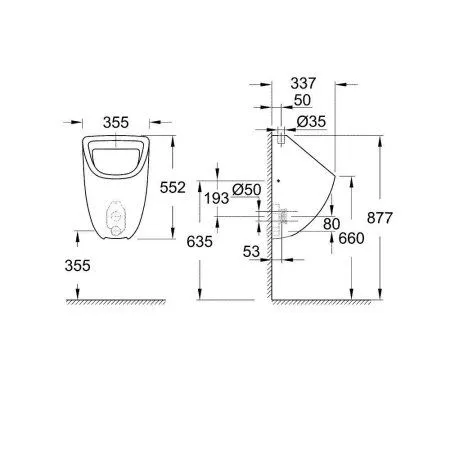 Писсуар Grohe Bau 39438000 со скрытым подводом воды