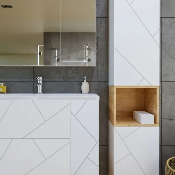 Тумба под раковину подвесная Бриклаер КРИСТАЛЛ белый, 100 см