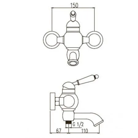 Смеситель для ванны с душем KAISER Wood (61022)