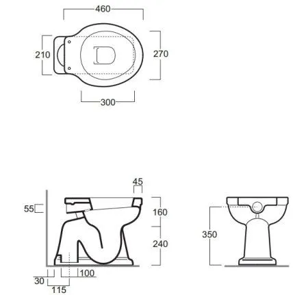 Унитаз приставной Simas Londra LO901bi вертикальный выпуск, белый/хром