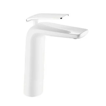 Смеситель для раковины однорычажный с гайкой Rose R3911F, Белый/хром