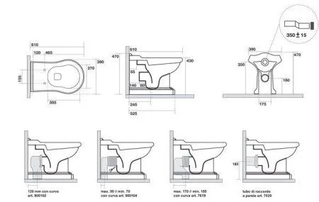 Унитаз приставной Kerasan Retro 101601слив универсальный, фурнитура хром