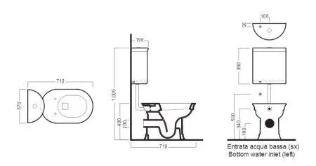 Напольный унитаз для высокого бачка Hatria Dolcevita, дерево/бронза