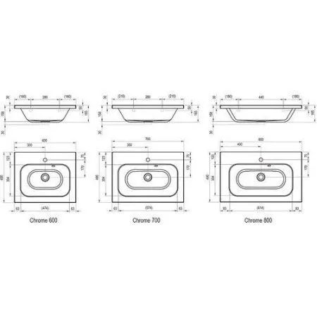 Раковина Ravak Chrome XJG01180000 80
