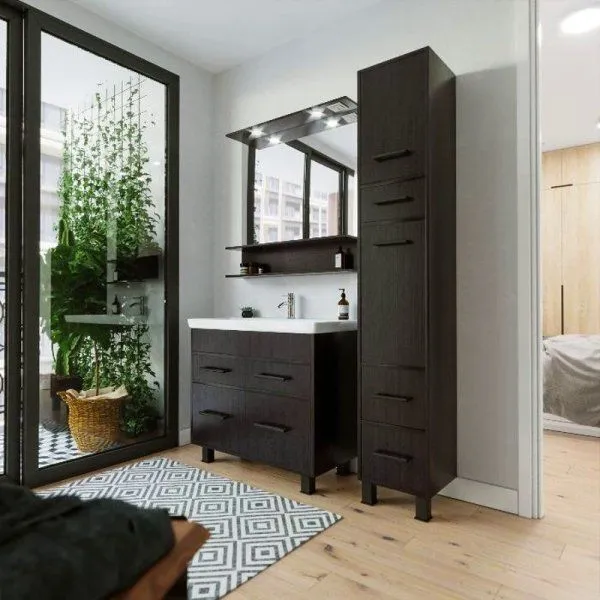 Тумба под раковину напольная Бриклаер ЧИЛИ венге, 90 см