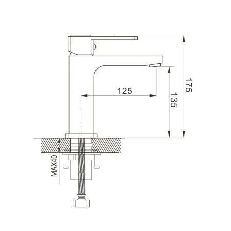 Смеситель для раковины однорычажный с гайкой Shevanik S9701T, Оружейная сталь